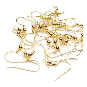 Beads Unlimited Gold Plated Long Ballwire Fish Hooks 28 Pack