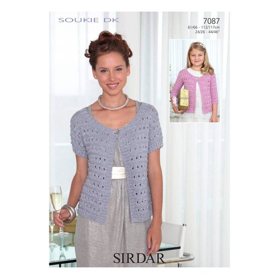 Sirdar Soukie DK Ladies and Girls Cardigan Digital Pattern 7087 image number 1