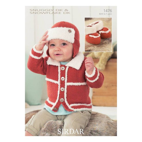 Sirdar Snuggly and Snowflake DK Cardigan Helmet and Bootees Digital Pattern 1476 image number 1