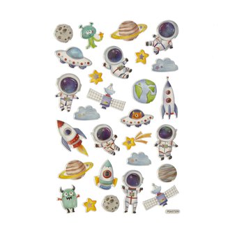 Space Astronaut Embossed Foil Stickers