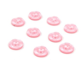Hemline Pink Basic Scalloped Edge Button 9 Pack