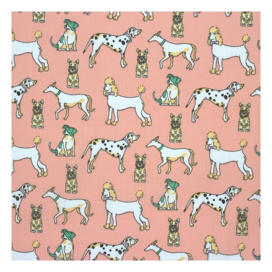 Pink Dog Polycotton Fabric by the Metre image number 2