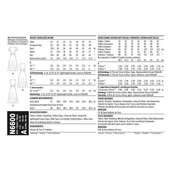 New Look Women's Wrap Dress Sewing Pattern N6600 image number 2