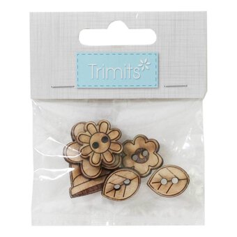 Trimits Wooden Spring Garden Buttons 6 Pieces