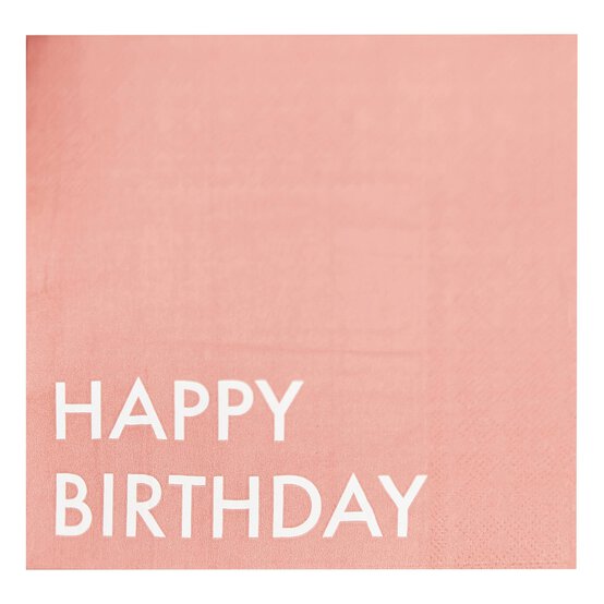 Ginger Ray Coral Happy Birthday Napkins 16 Pack image number 1