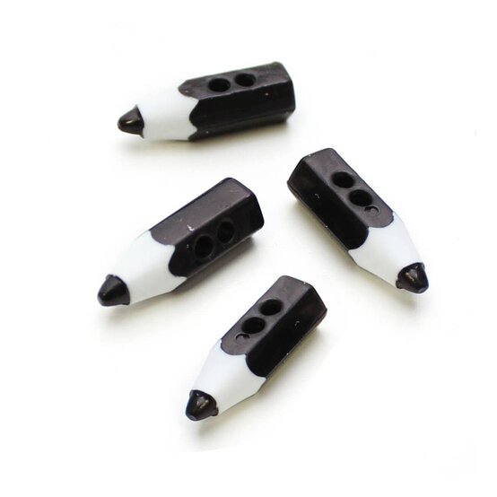 Hemline Black Pencil Crayon Buttons 4 Pack image number 1