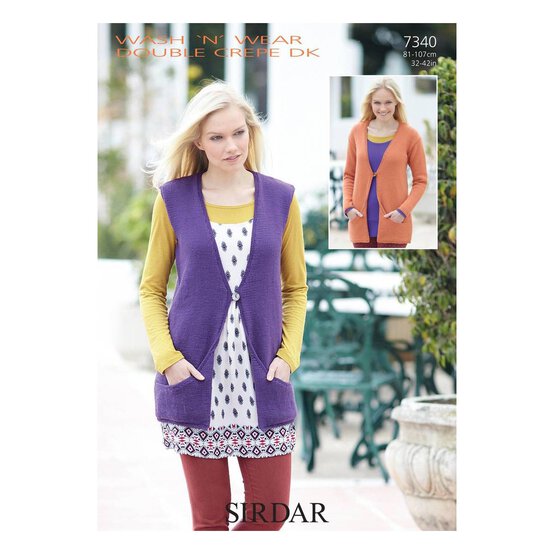 Sirdar Wash 'n' Wear Double Crepe Cardigan and Waistcoat Digital Pattern 7340 image number 1