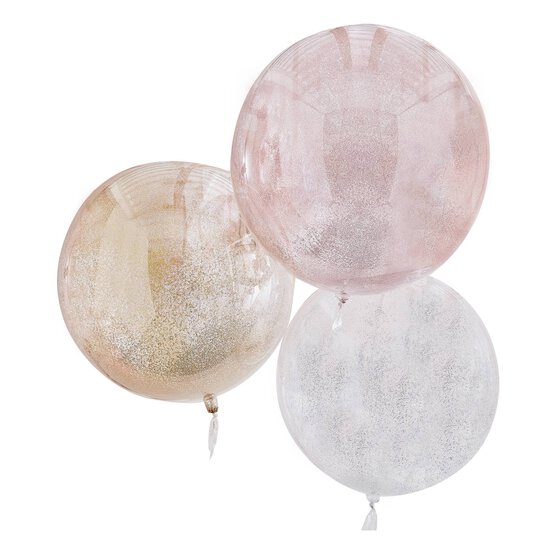 Ginger Ray Metallic Glitter Orb Balloons 3 Pack image number 1
