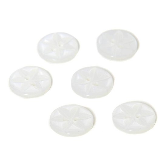 Hemline White Basic Star Button 6 Pack image number 1
