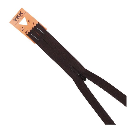 YKK Brown Concealed Zip 23cm image number 1