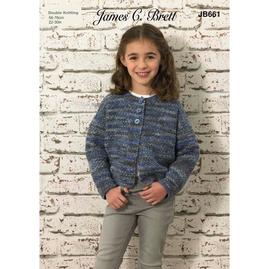 James C Brett Stonewash DK Children&rsquo;s Cardigan Pattern JB661 image number 1