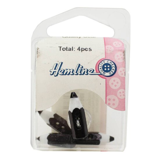 Hemline Black Pencil Crayon Buttons 4 Pack image number 2