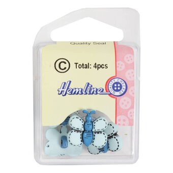 Hemline Silver Novelty Bee Button 4 Pack