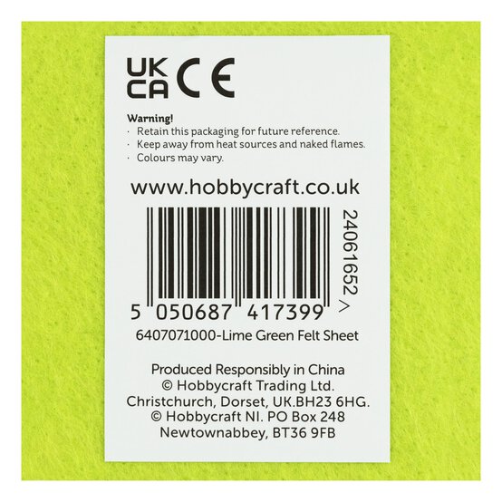 Lime Green Polyester Felt Sheet A4 image number 6