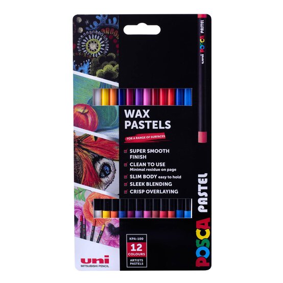 Uni-ball Posca Primary Wax Pastels 12 Pack image number 1