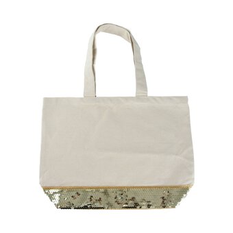 Gold Sequin Canvas Tote Shopping Bag 47cm x 35cm