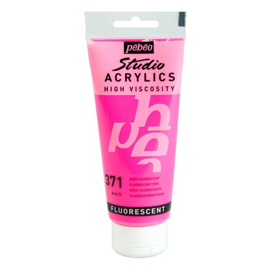 Pebeo Fluorescent Pink Studio Acrylic Paint 100ml image number 1