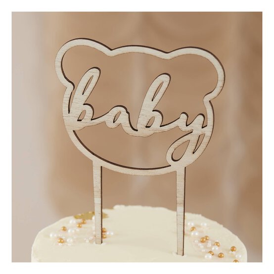 Wooden Baby Bear Cake Topper image number 2