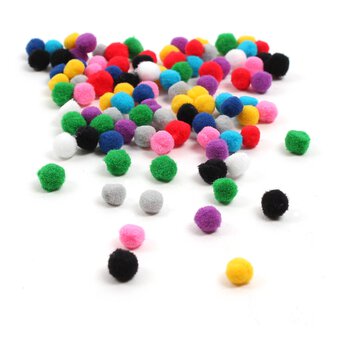 Assorted Pom Poms 7mm 100 Pack
