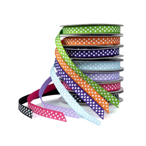 Black Grosgrain Polka Dot Ribbon 6mm x 5m image number 3