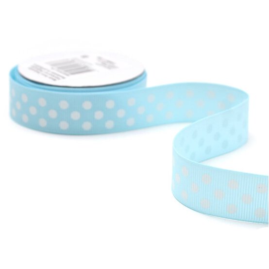 Baby Blue Spots Grosgrain Ribbon 19mm x 4m image number 3