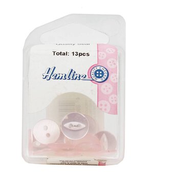 Hemline Pink Basic Fish Eye Button 13 Pack