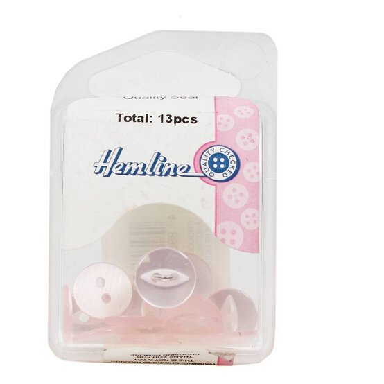 Hemline Pink Basic Fish Eye Button 13 Pack image number 2