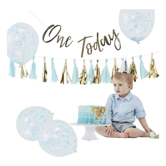 Ginger Ray Blue and Gold Cake Smash Kit image number 1