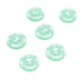 Hemline Light Green Basic Scalloped Edge Button 6 Pack