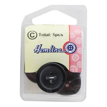 Hemline Brown Round Jacket Buttons 20mm 5 Pack