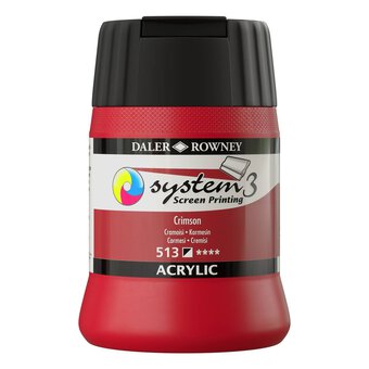 Daler-Rowney System3 Crimson Screen Printing Acrylic Ink 250ml