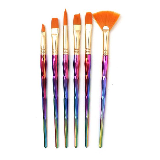 Gold Taklon Unicorn Handle Brushes 6 Pack image number 1
