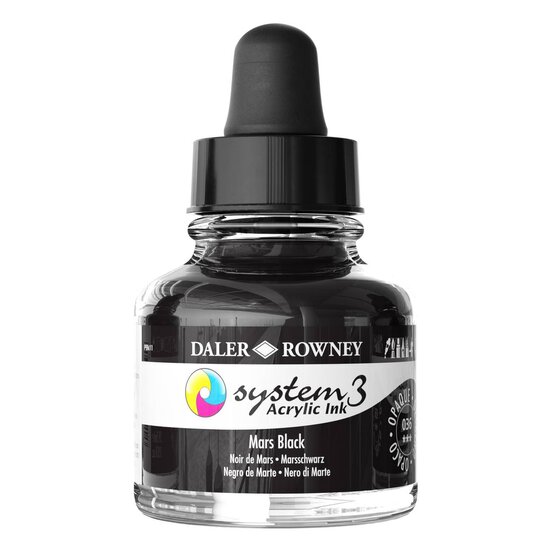 Daler-Rowney System3 Mars Black Acrylic Ink 29.5ml image number 1