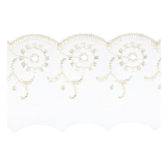 Cream 50mm Broderie Anglaise Lace Trim by the Metre image number 1