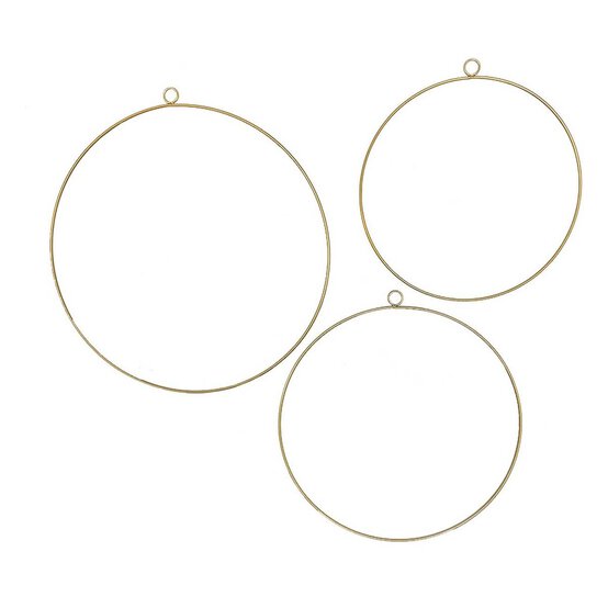 Gold Hanging Hoops 3 Pack image number 2