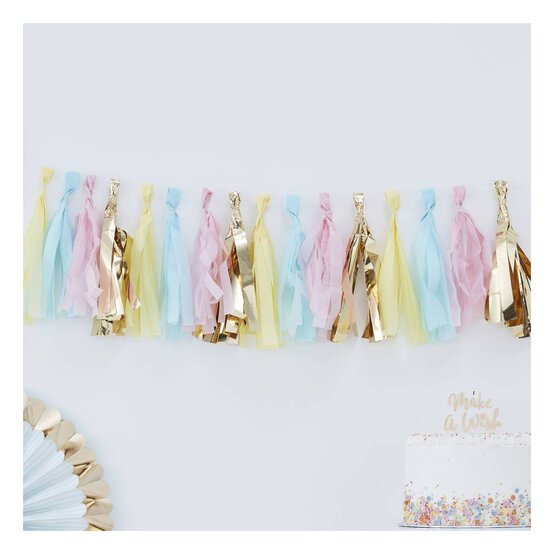 Ginger Ray Pastel and Gold Tassel Garland 2m