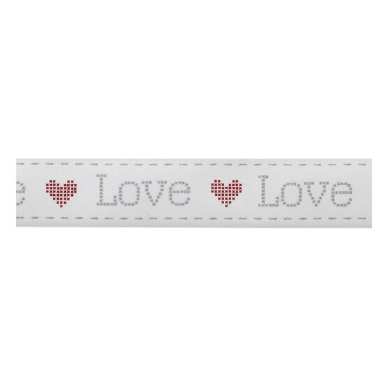 Grey Love Satin Ribbon 16mm x 4m image number 2