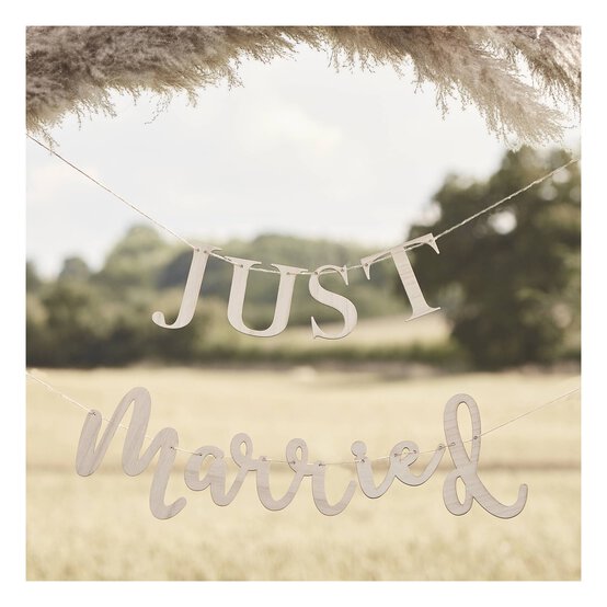Ginger Ray Wooden Just Married Bunting 1.5m image number 1