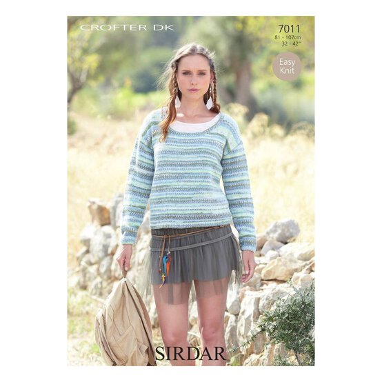 Sirdar Crofter DK Women's Jumper Digital Pattern 7011 image number 1