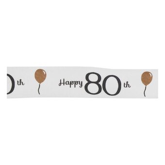 Happy 80th Satin Ribbon 16mm x 4m