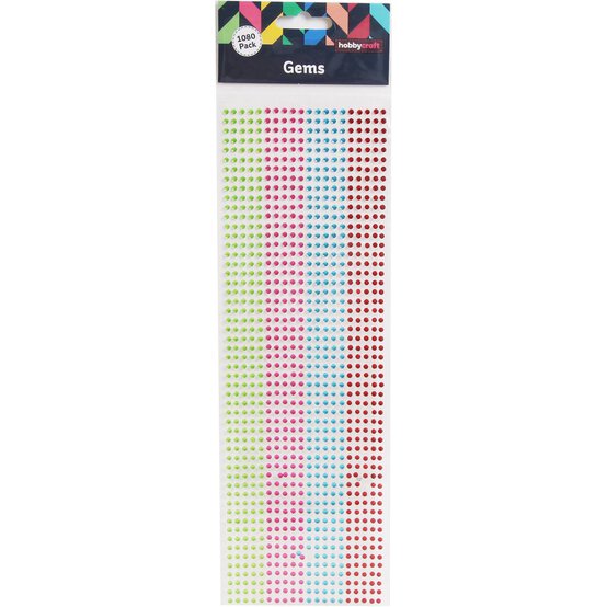 Mixed Neon Adhesive Gems 3mm 1080 Pack image number 3