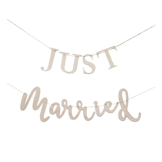 Ginger Ray Wooden Just Married Bunting 1.5m image number 2