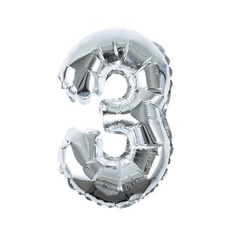 Silver Foil Number 3 Balloon