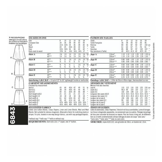 New Look Women&rsquo;s Skirt Sewing Pattern 6843 image number 2