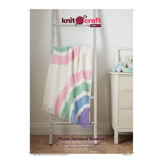 Knitcraft Pastel Rainbow Blanket Digital Pattern 0215 image number 1