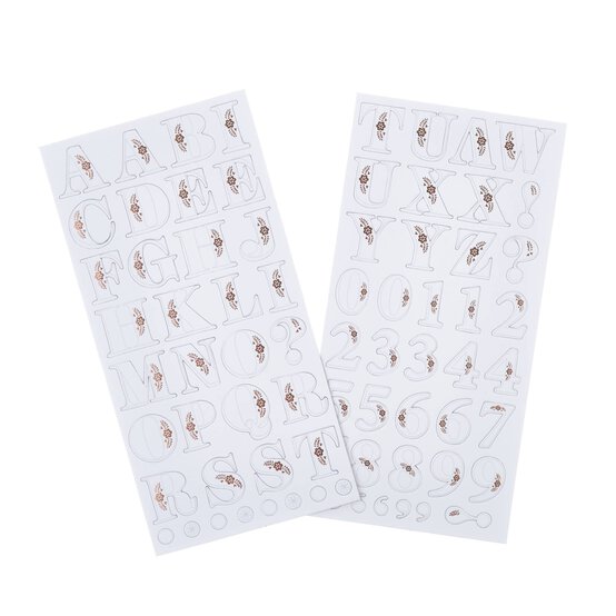 Foil Floral Alphabet Chipboard Stickers 75 Pieces image number 1