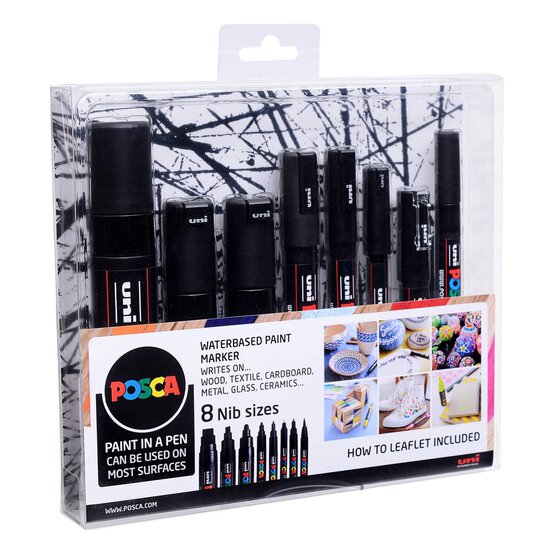Uni-ball Black Posca Marker Pens 8 Pack image number 1
