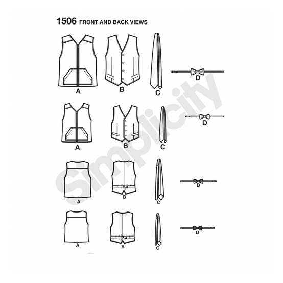 Simplicity Male Waistcoat Sewing Pattern 1506 image number 2