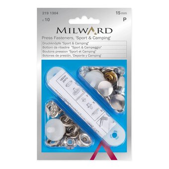 Milward Silver Sport and Camping Press Fasteners 15mm 10 Pack