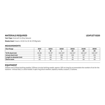 Knitcraft Cotton V-Neck Cardigan Pattern 0220